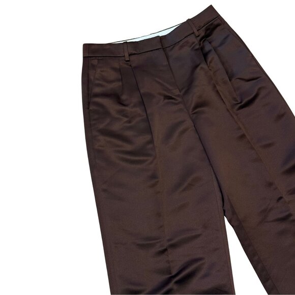 J. CREW Wide-leg pleated pant duchesse satin Brown $198 EUC 6 - Picture 4 of 7